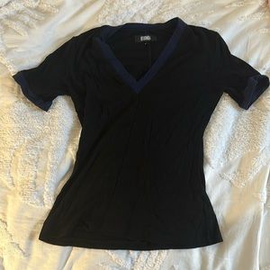 Black Reformation ribbed short sleeve Vneck tshirt